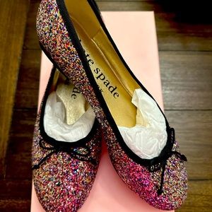 NWT and Box Kate Spade Honey Glitter Ballet Flats Sz 9